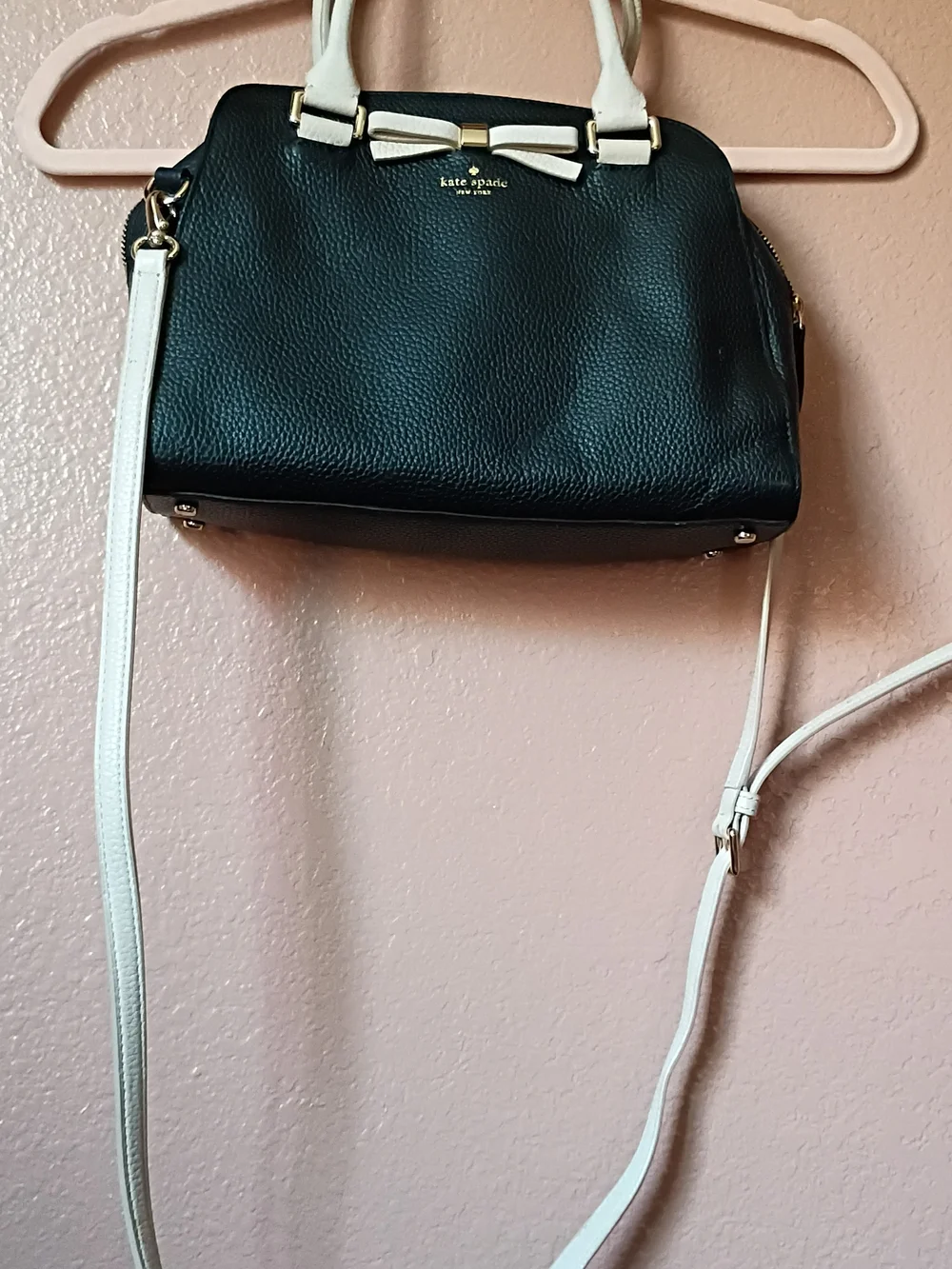 kate spade Black & Cream Pebbled Leather Satchel